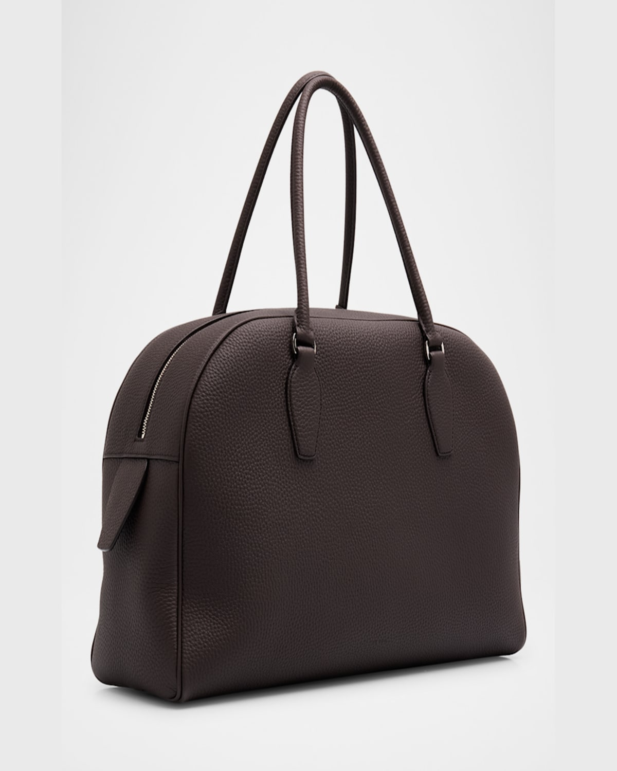 The Row India 15.75 Top-handle Bag In Matte Grained Calfskin In Wood Brown