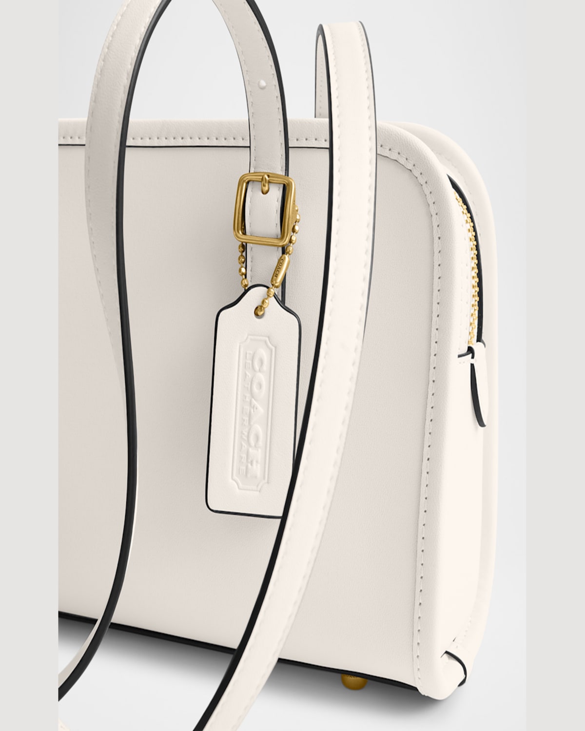 Coach Swing Zip Leather Shoulder Bag In Chalk