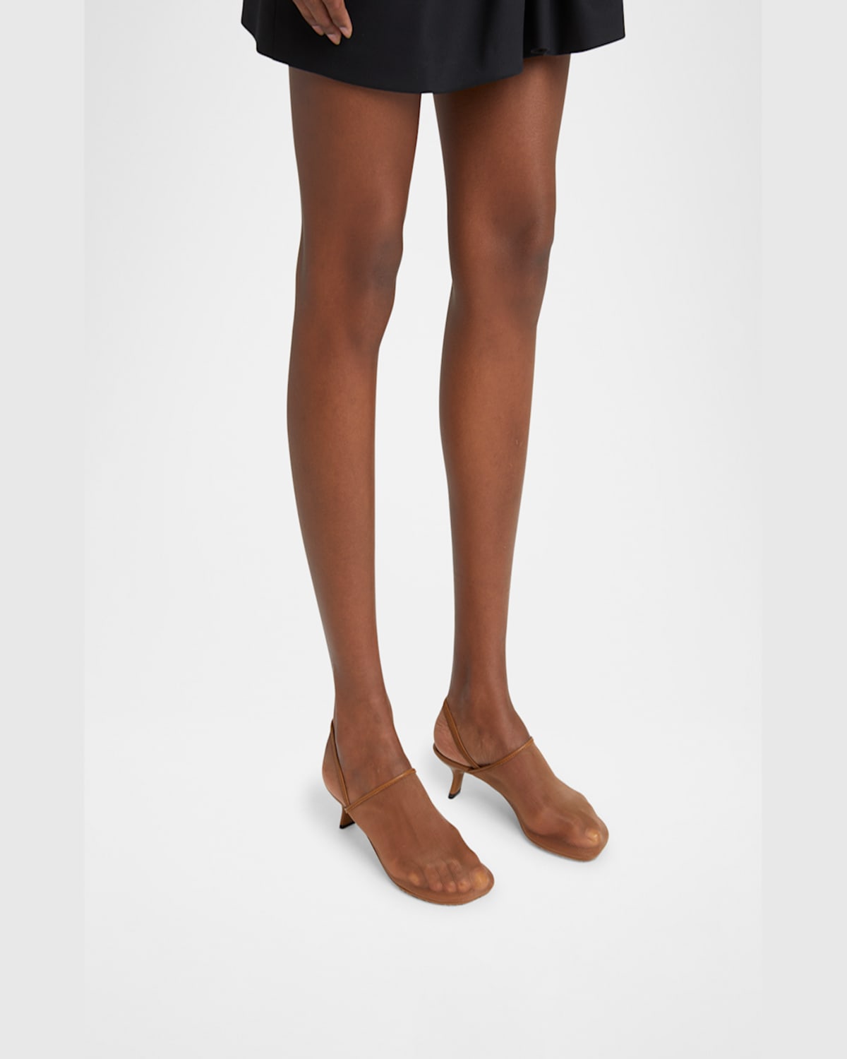 Loewe Kitten Heel Mesh Open Toe Pumps In Tan