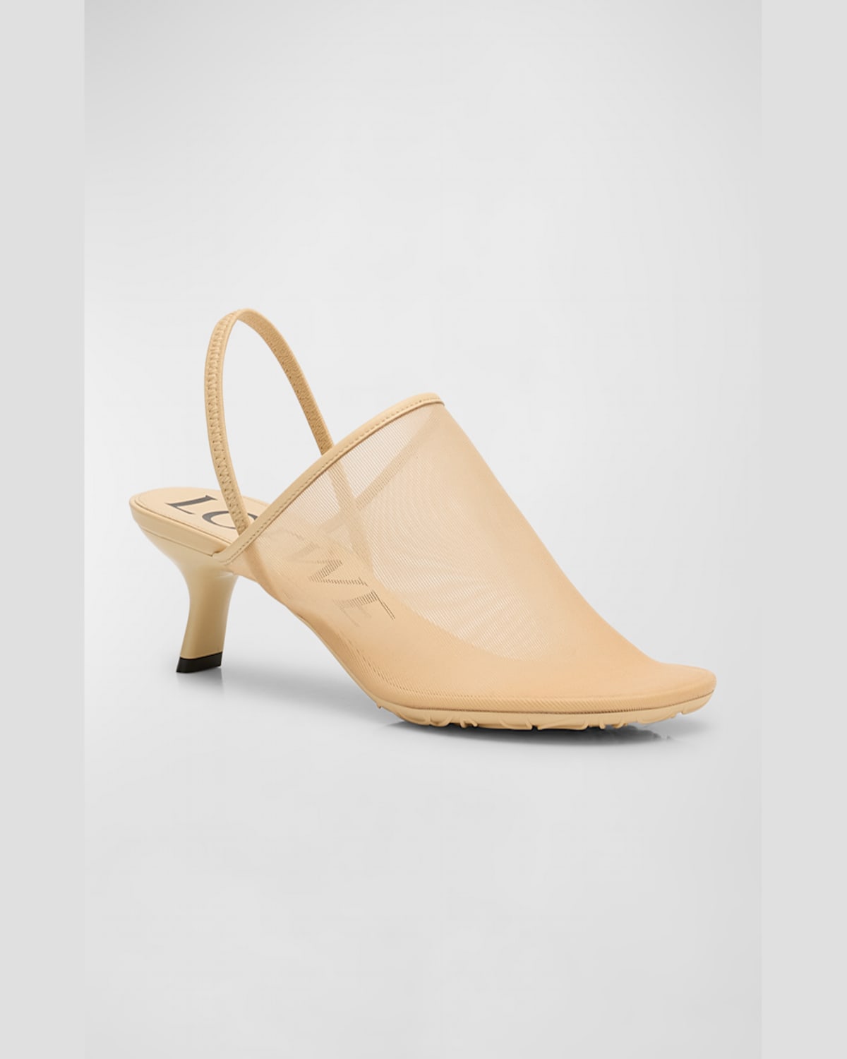 Loewe Kitten Heel Mesh Open Toe Pumps In Tan