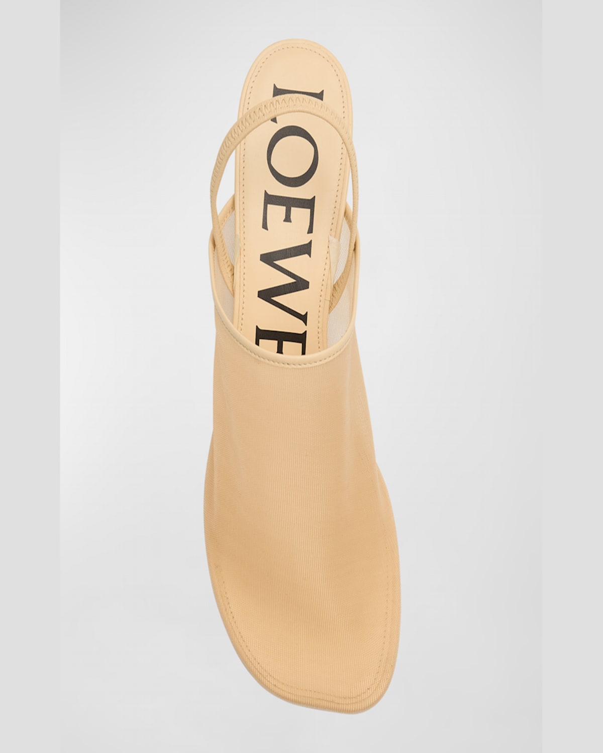 Loewe Kitten Heel Mesh Open Toe Pumps In Tan