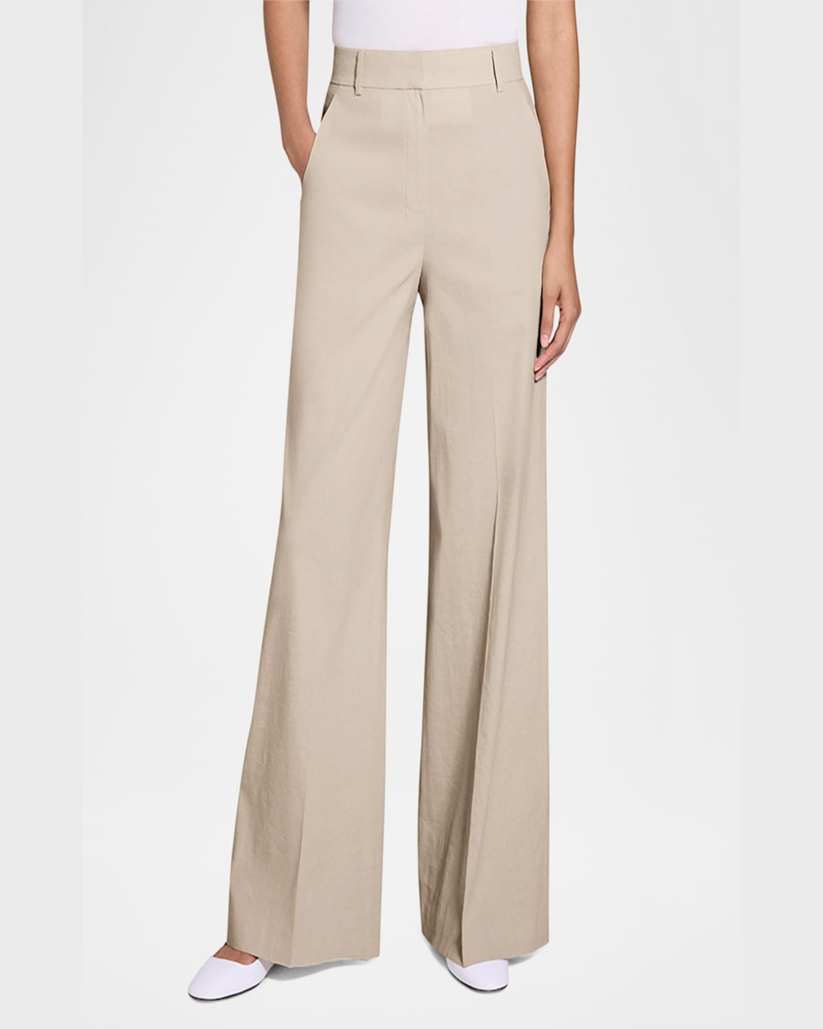 THEORY GOOD CRUNCH HIGH-WAIST WIDE-LEG TROUSERS 