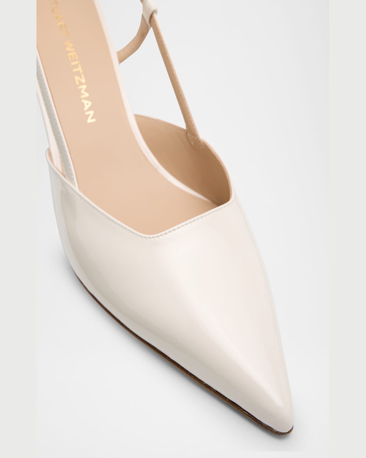 Stuart Weitzman Vinnie Patent Kitten Slingback Pumps In Cream