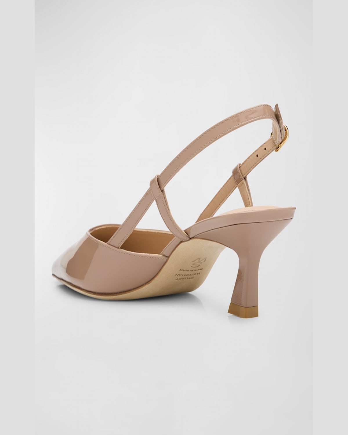 Stuart Weitzman Vinnie Patent Kitten Slingback Pumps In Cream
