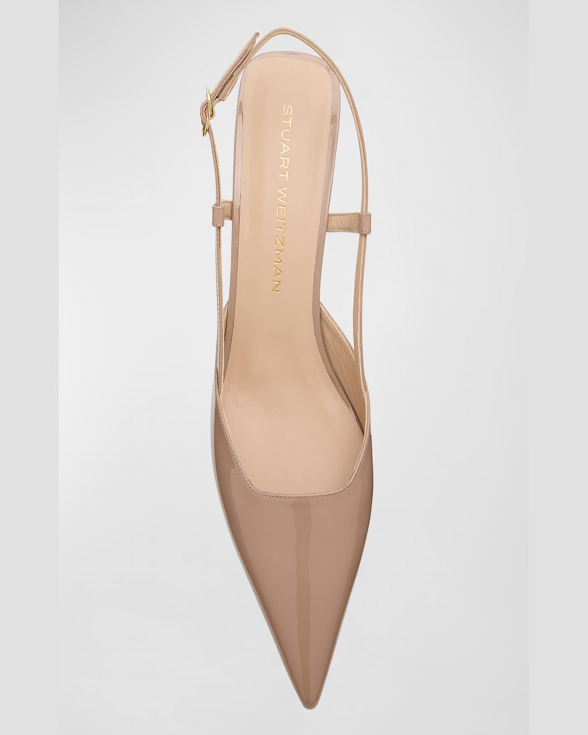 Stuart Weitzman Vinnie Patent Kitten Slingback Pumps In Cream