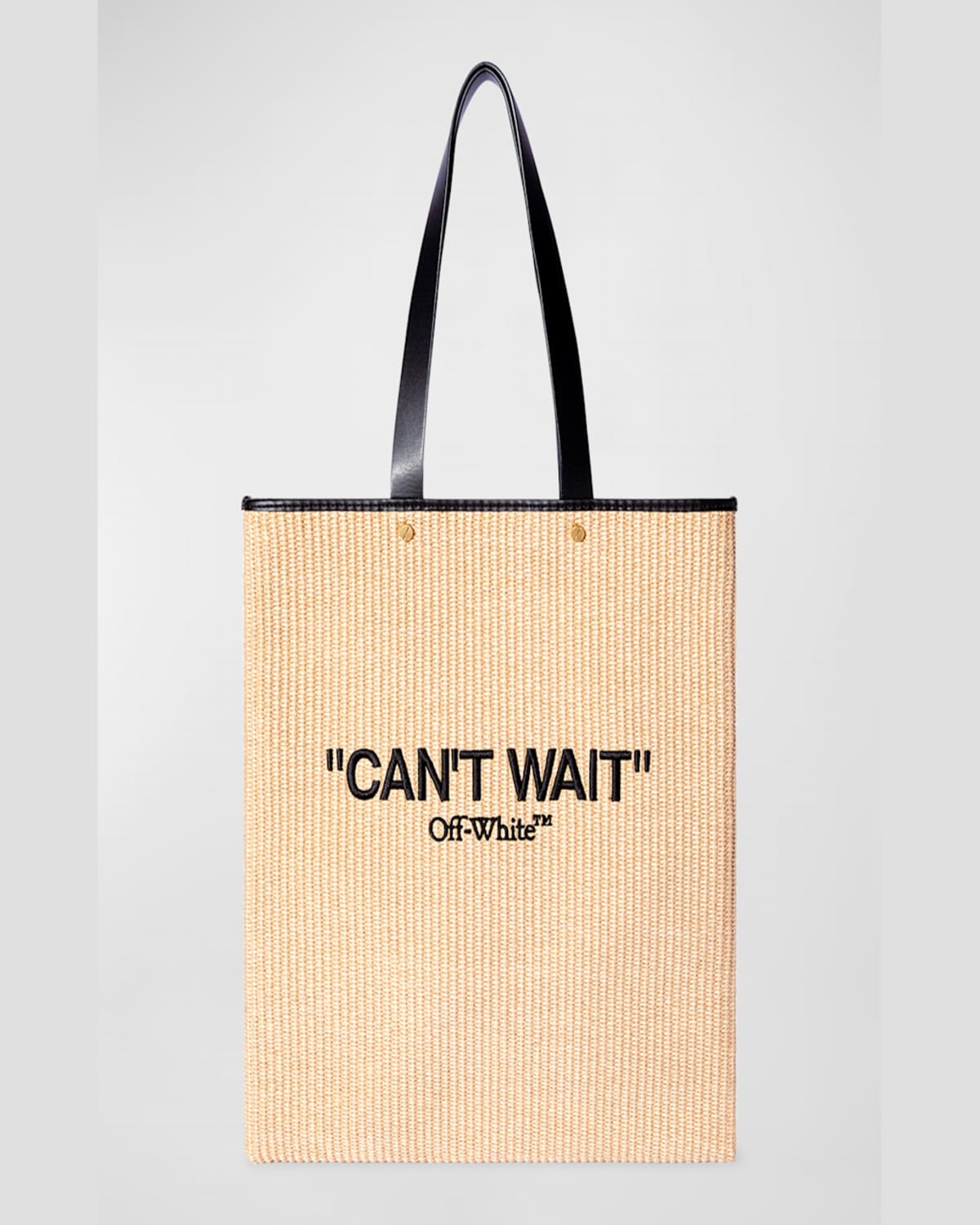 Off-white Day Off Raffia Tote Bag In Beige Black