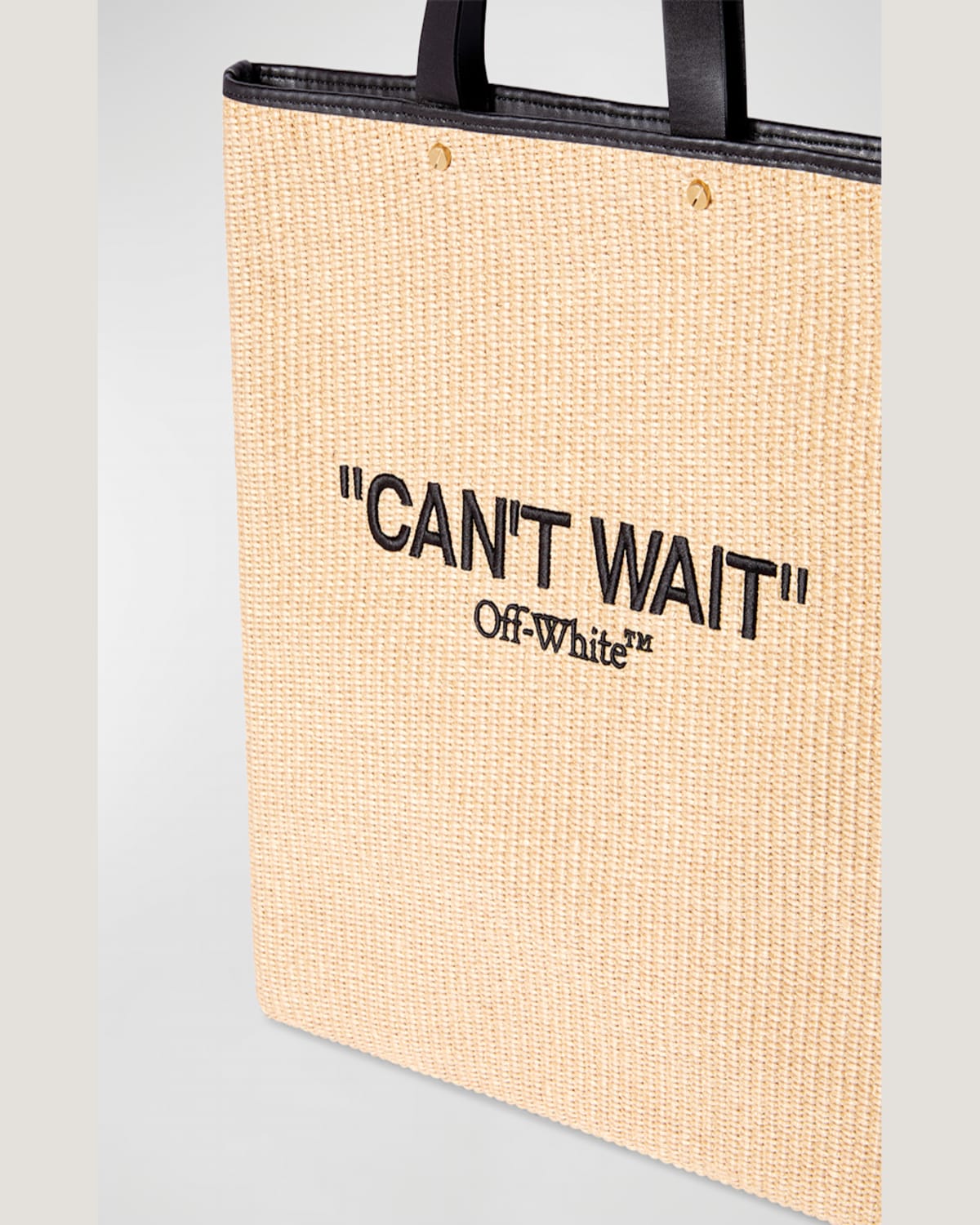 Off-white Day Off Raffia Tote Bag In Beige Black