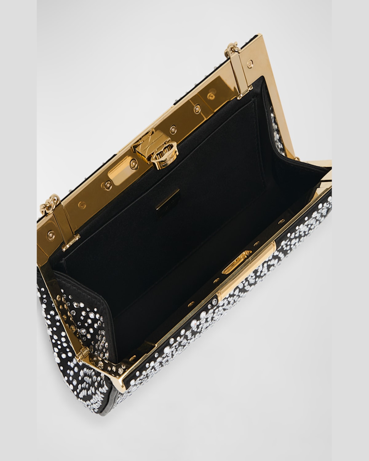 Dolce & Gabbana Marlene Small Embellished Clutch Bag In Crystalnero