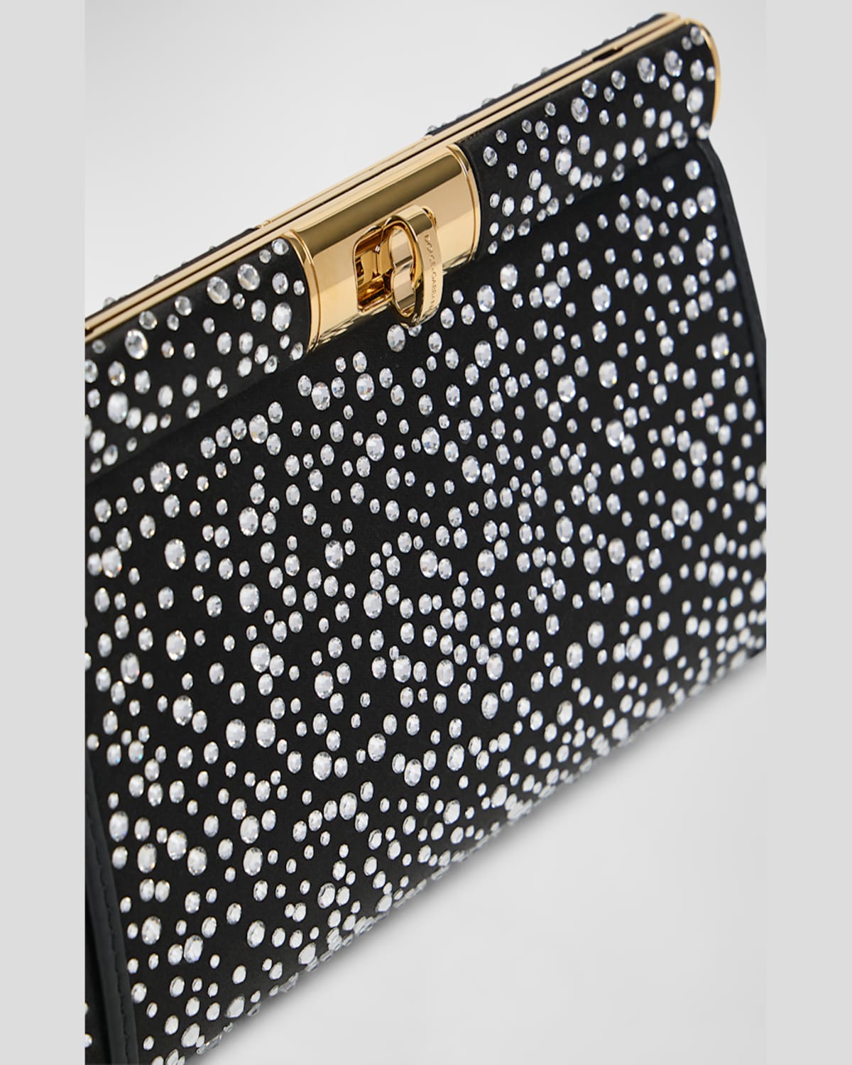 Dolce & Gabbana Marlene Small Embellished Clutch Bag In Crystalnero