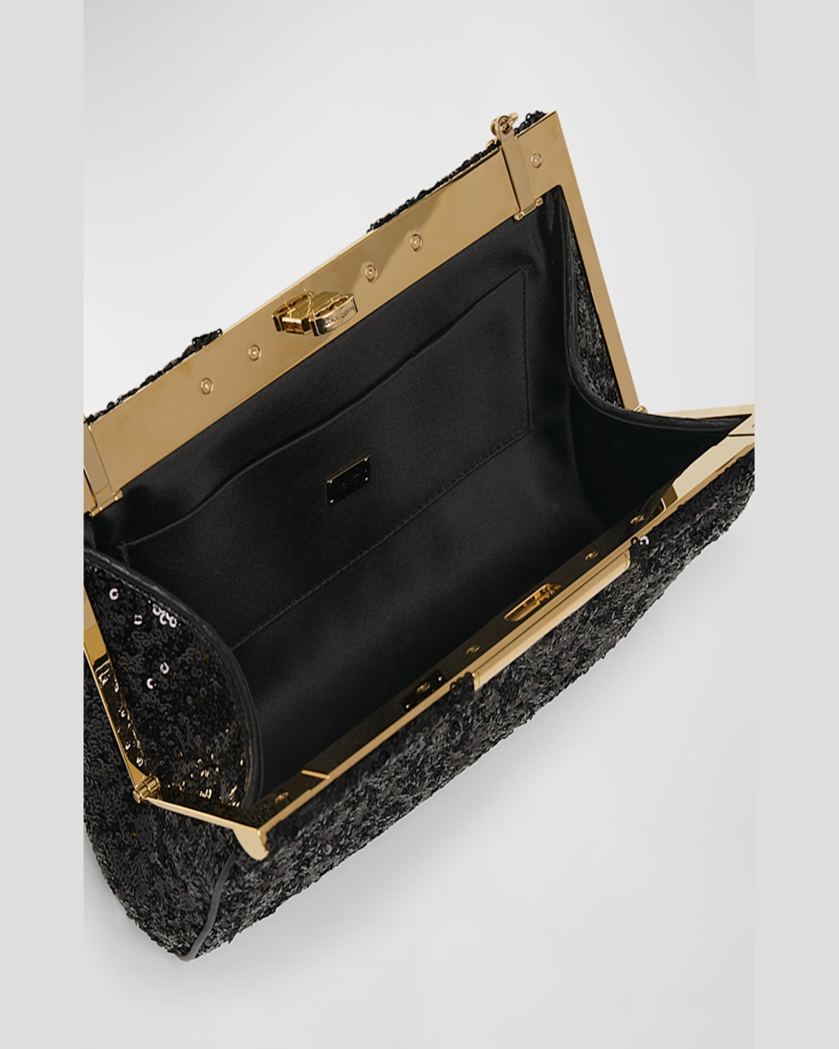 Dolce & Gabbana Marlene Medium Sequined Clutch Bag In Nero