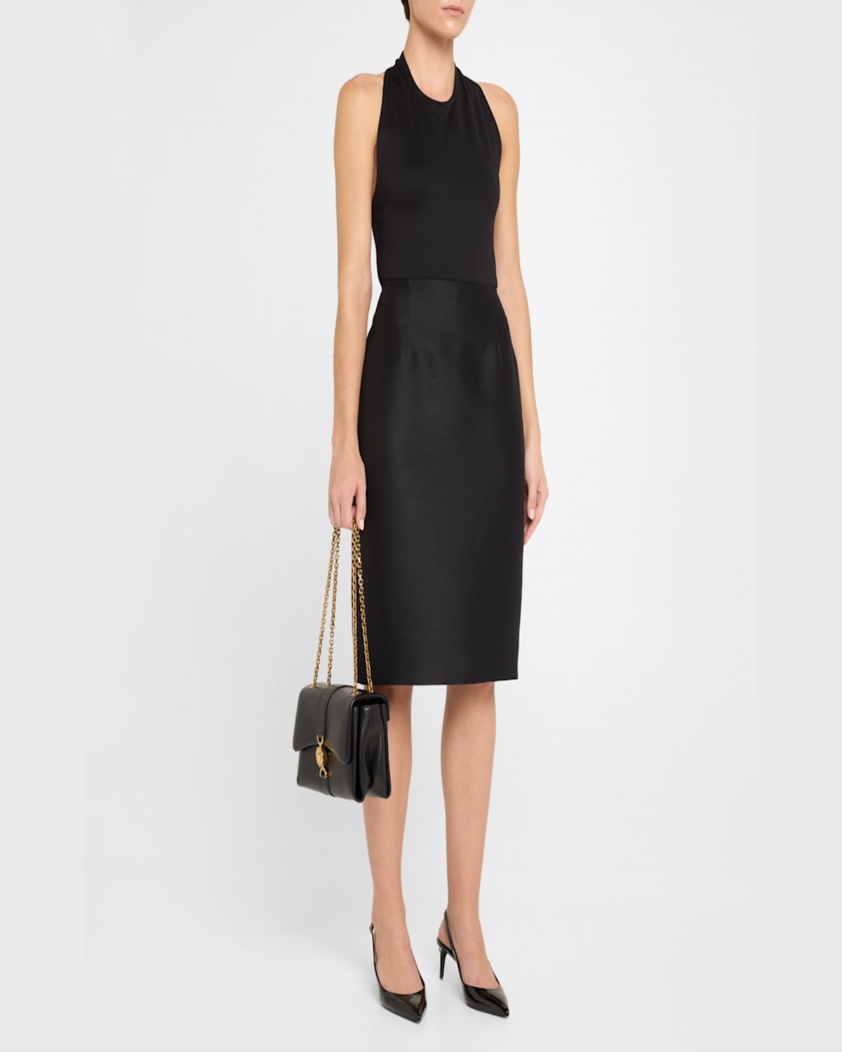 Versace Kleio Flap Leather Chain Shoulder Bag In Black