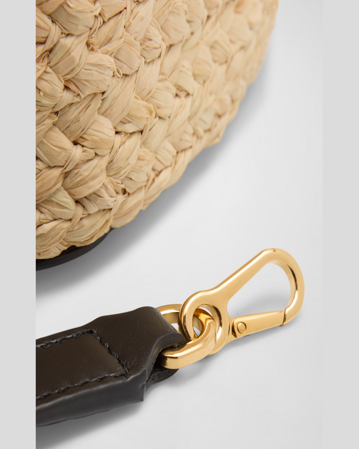 Loewe Mini Anagram Pebble Raffia Bucket Bag In Natural/black