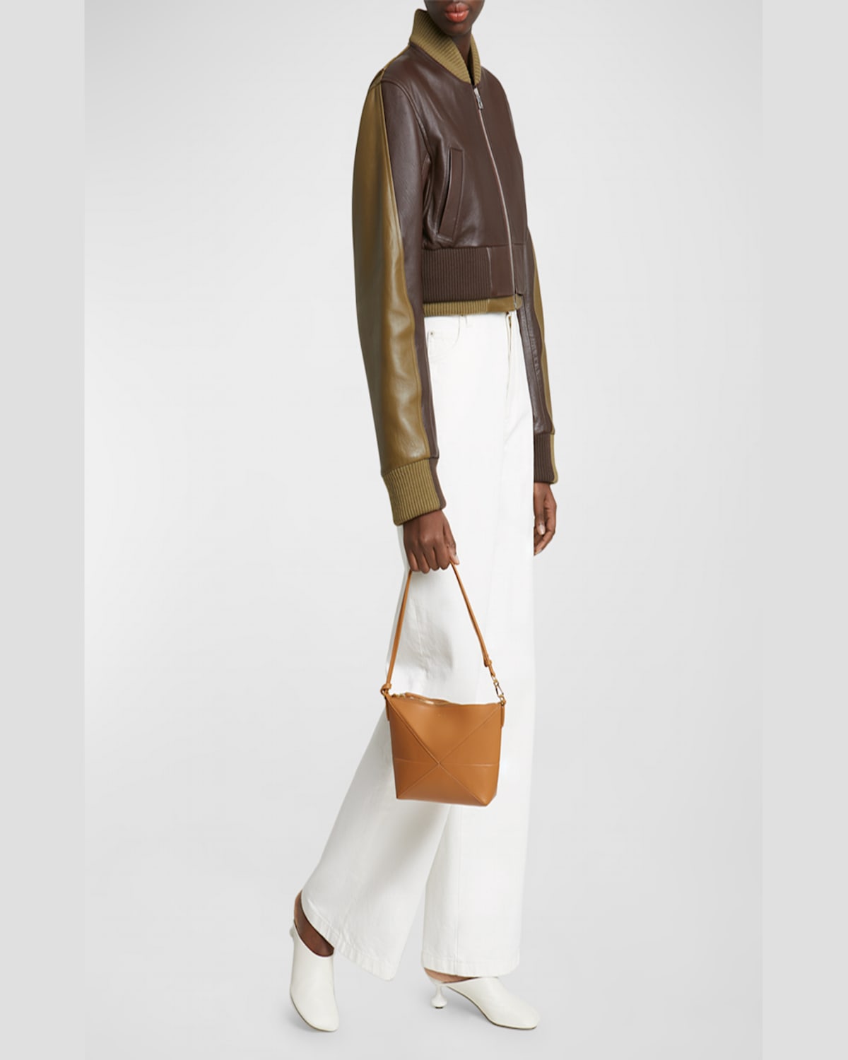 Loewe Puzzle Fold Leather Pouch Shoulder Bag In Warm Desert
