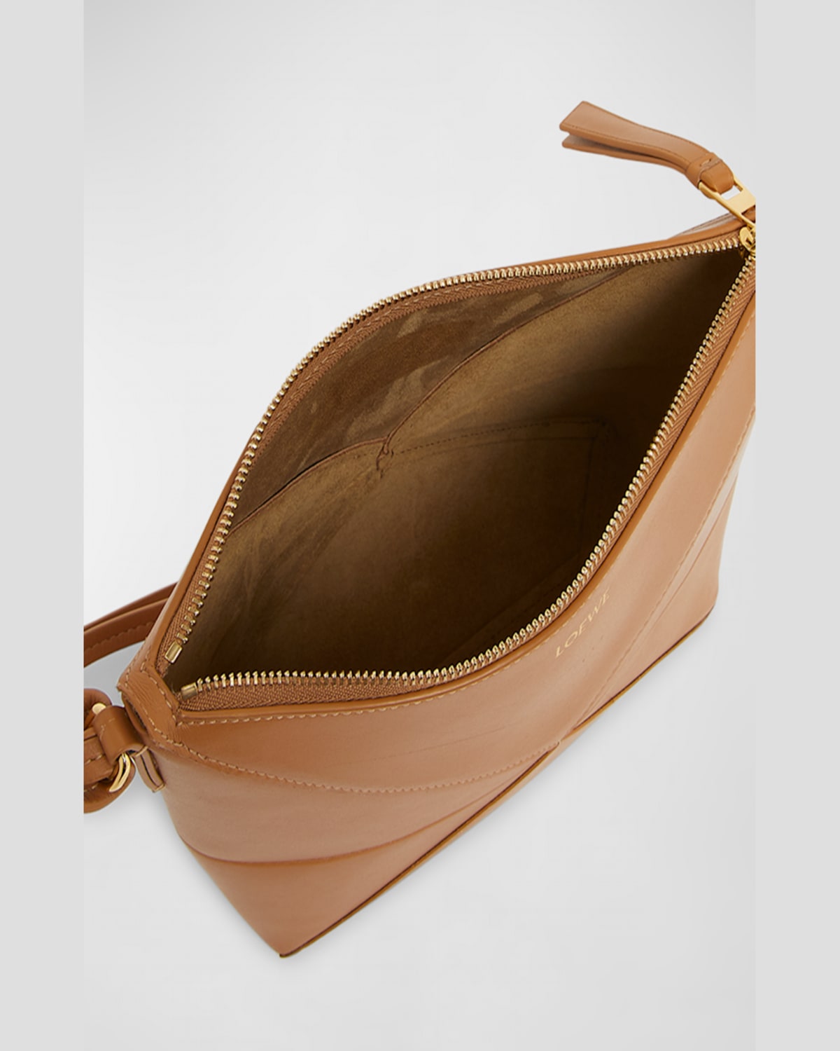 Loewe Puzzle Fold Leather Pouch Shoulder Bag In Warm Desert