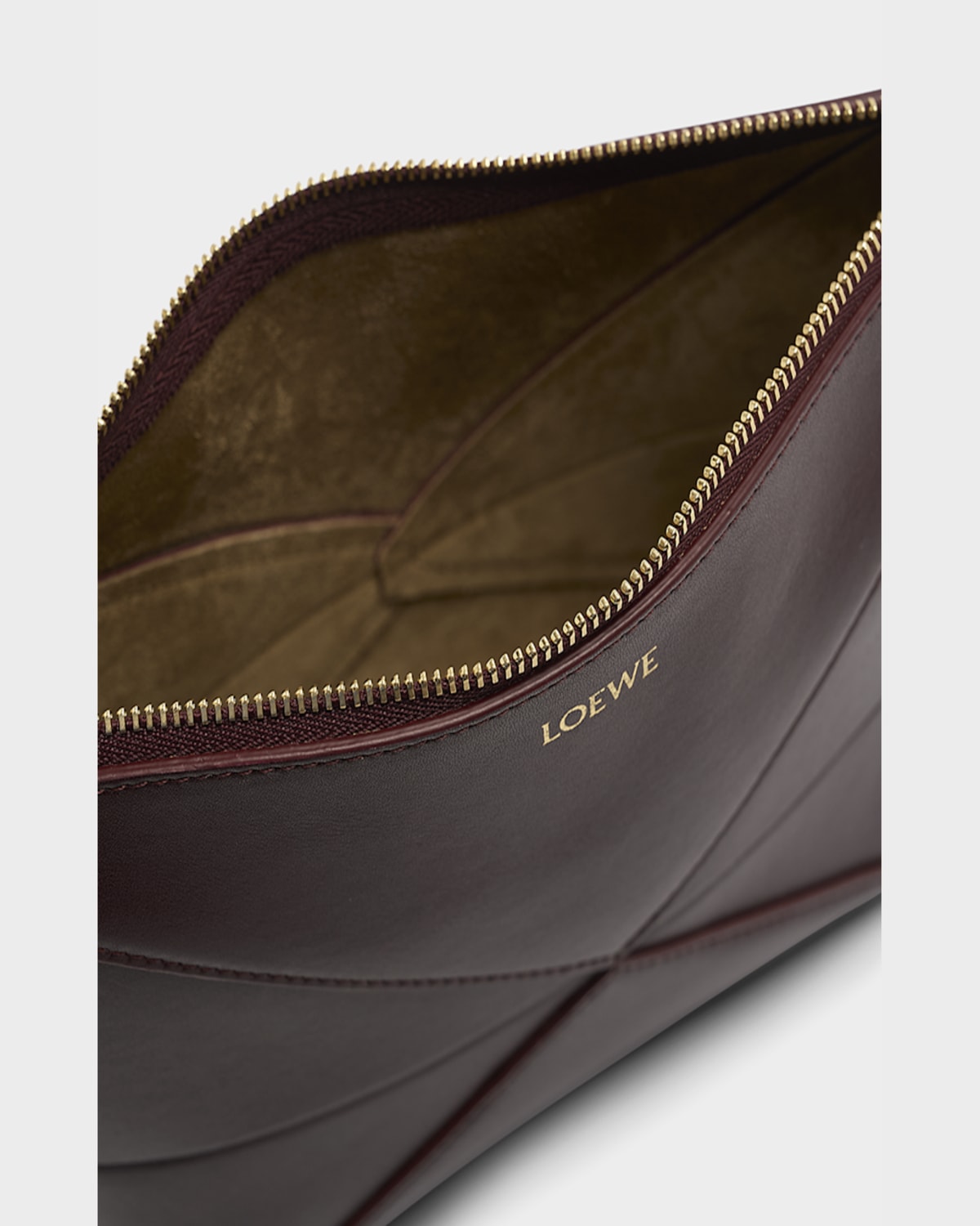 Loewe Puzzle Fold Leather Pouch Shoulder Bag In 7240 Dark Burgundy