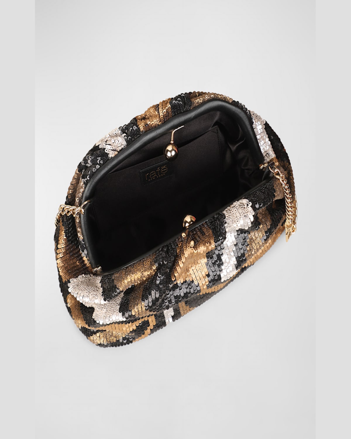 Rafe Aya Sequined Frame Clutch In Black/ Gold Multi
