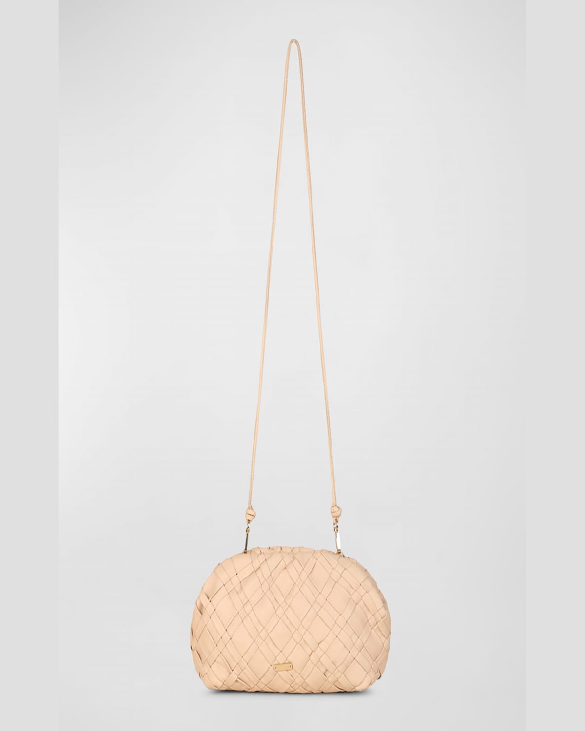 Rafe Aya Frame Woven Leather Clutch Bag In Buff
