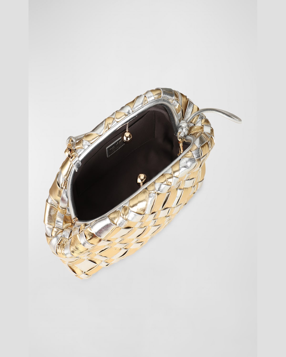 Rafe Aya Frame Metallic Leather Clutch Bag In Gold/silver
