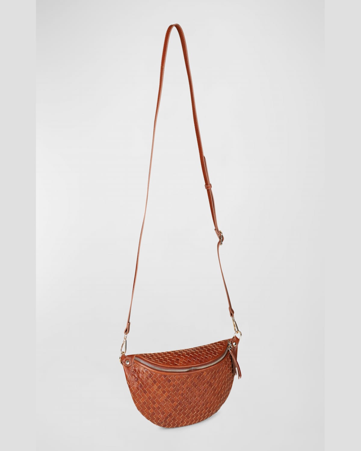 Rafe Alex Woven Leather Sling Shoulder Bag In Cognac