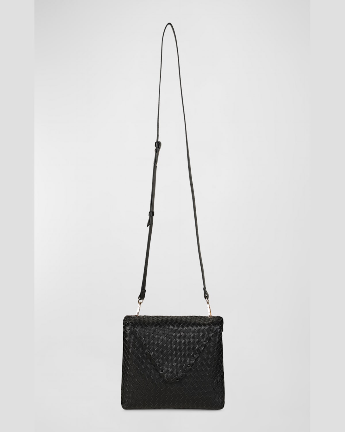 Rafe Jamie Envelope Woven Leather Clutch Bag In Black