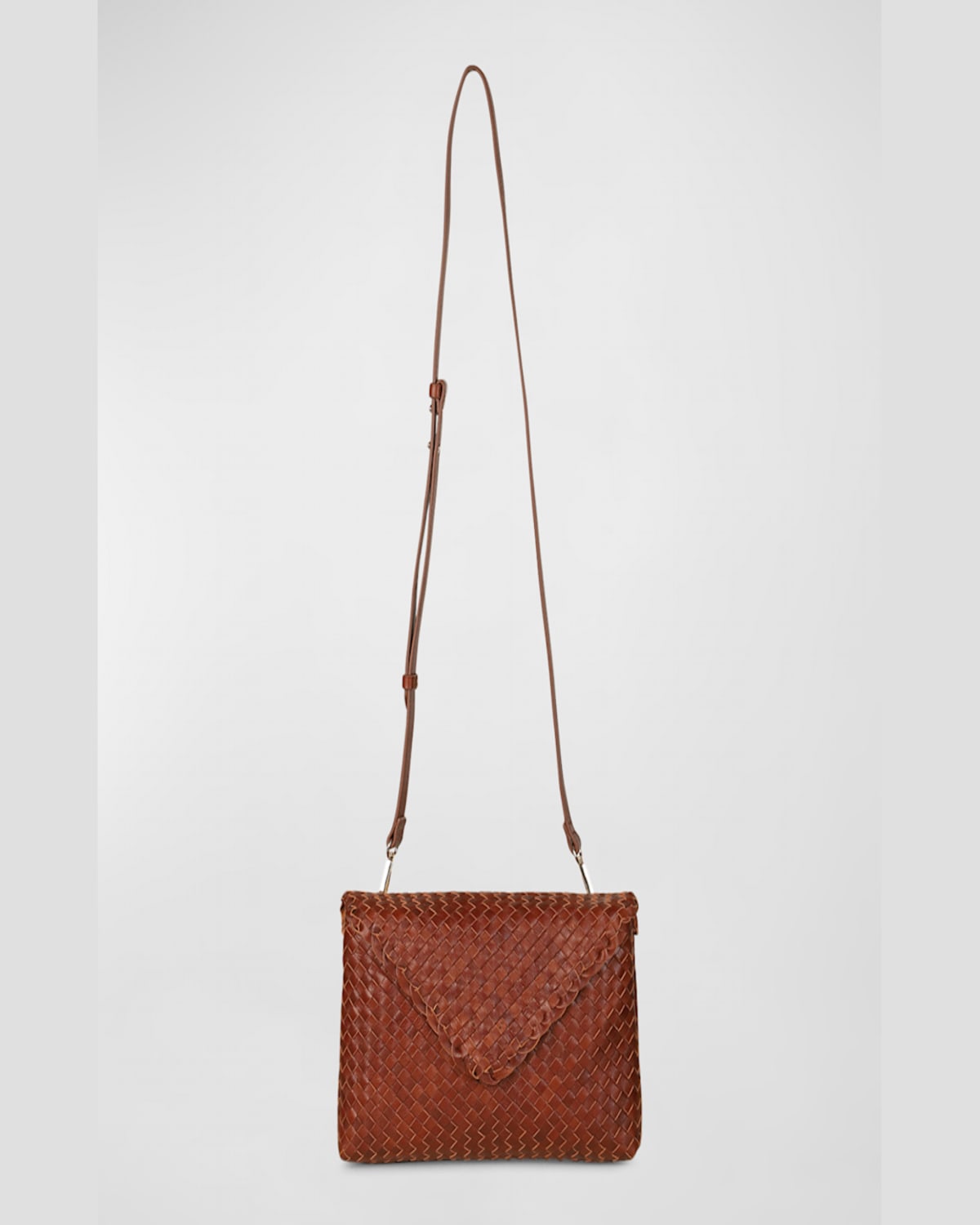 Rafe Jamie Envelope Woven Leather Clutch Bag In Cognac