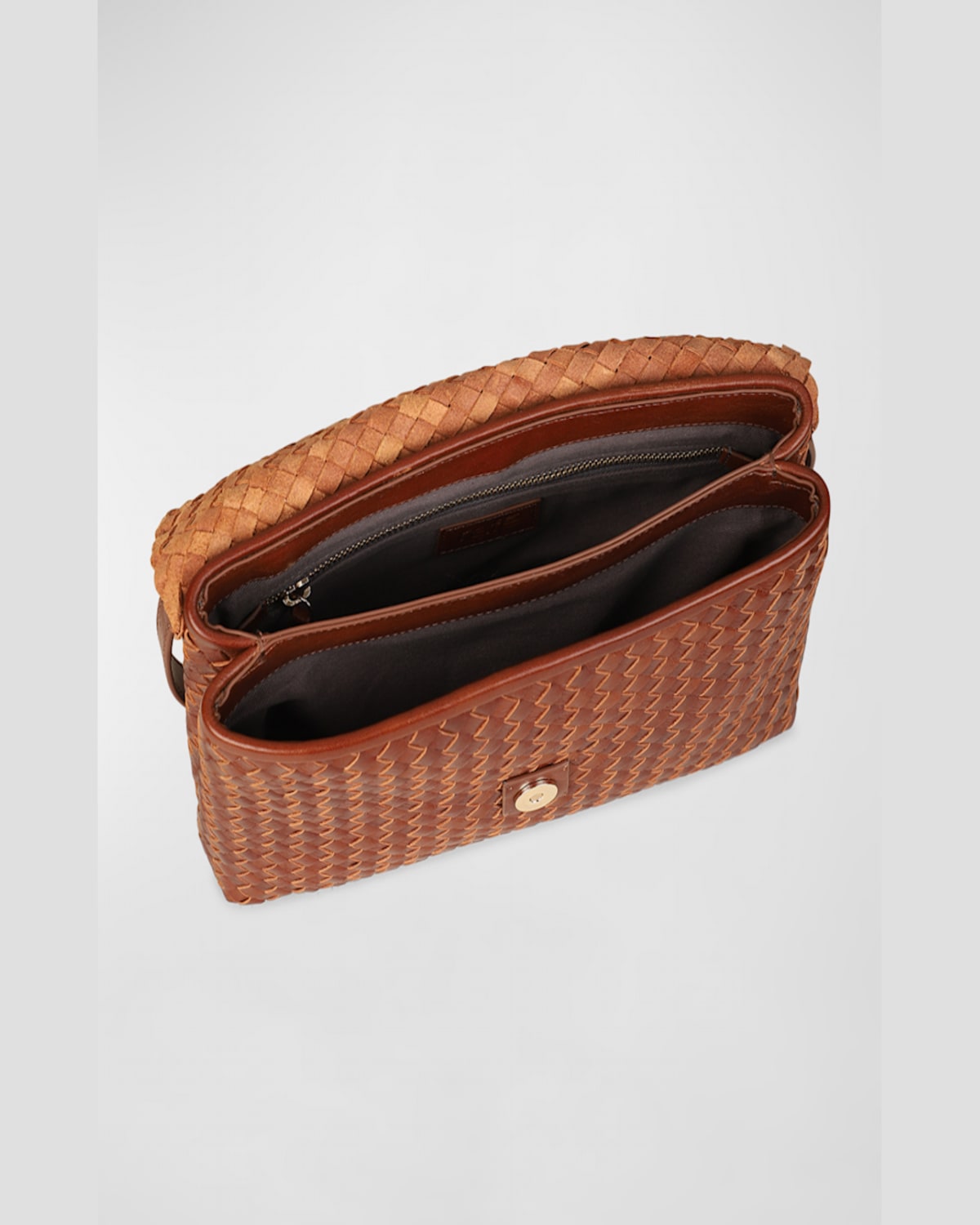 Rafe Jamie Envelope Woven Leather Clutch Bag In Cognac