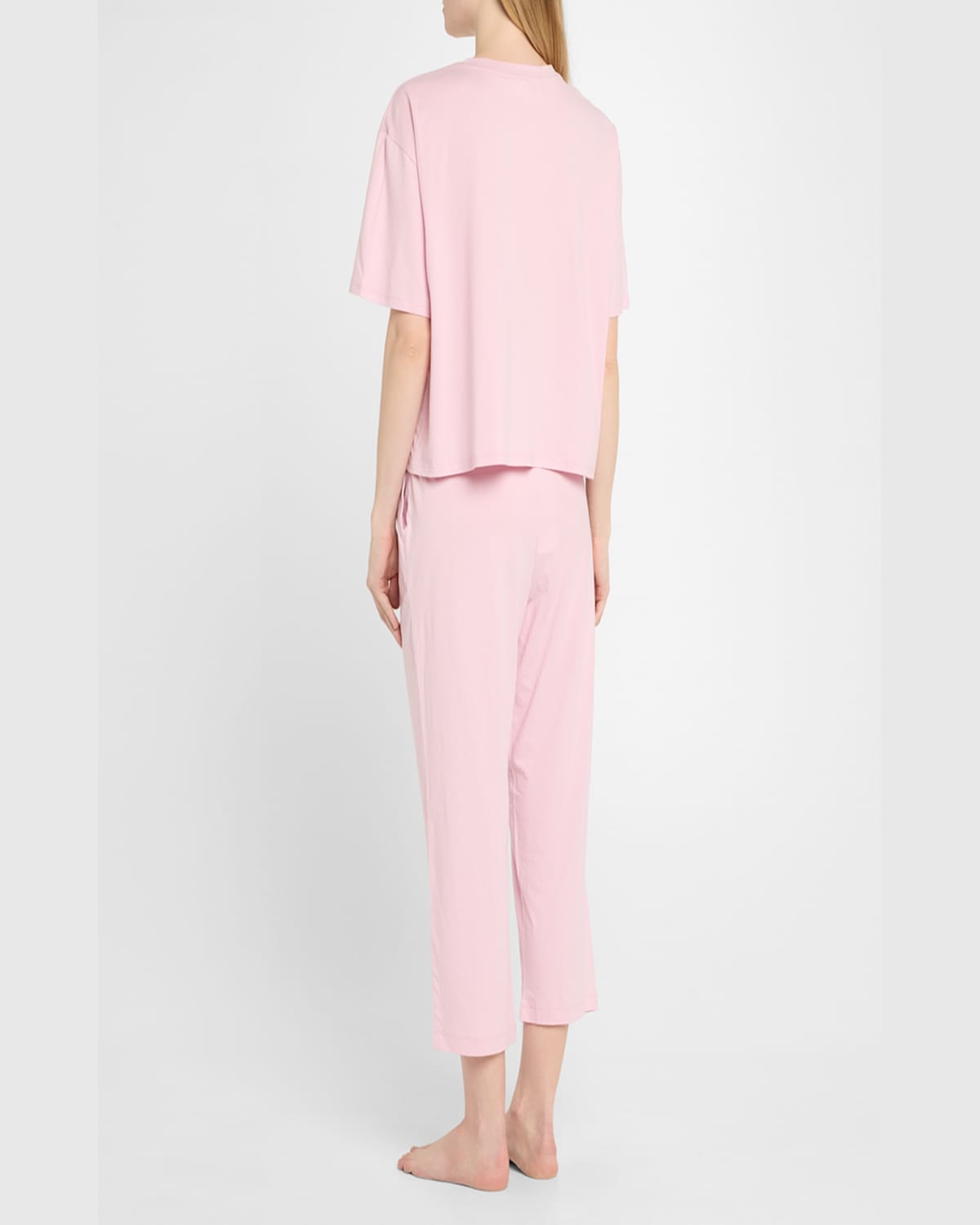 Skin Cali And Carlyn Cropped Pima Cotton Pajama Set In Pink Rain