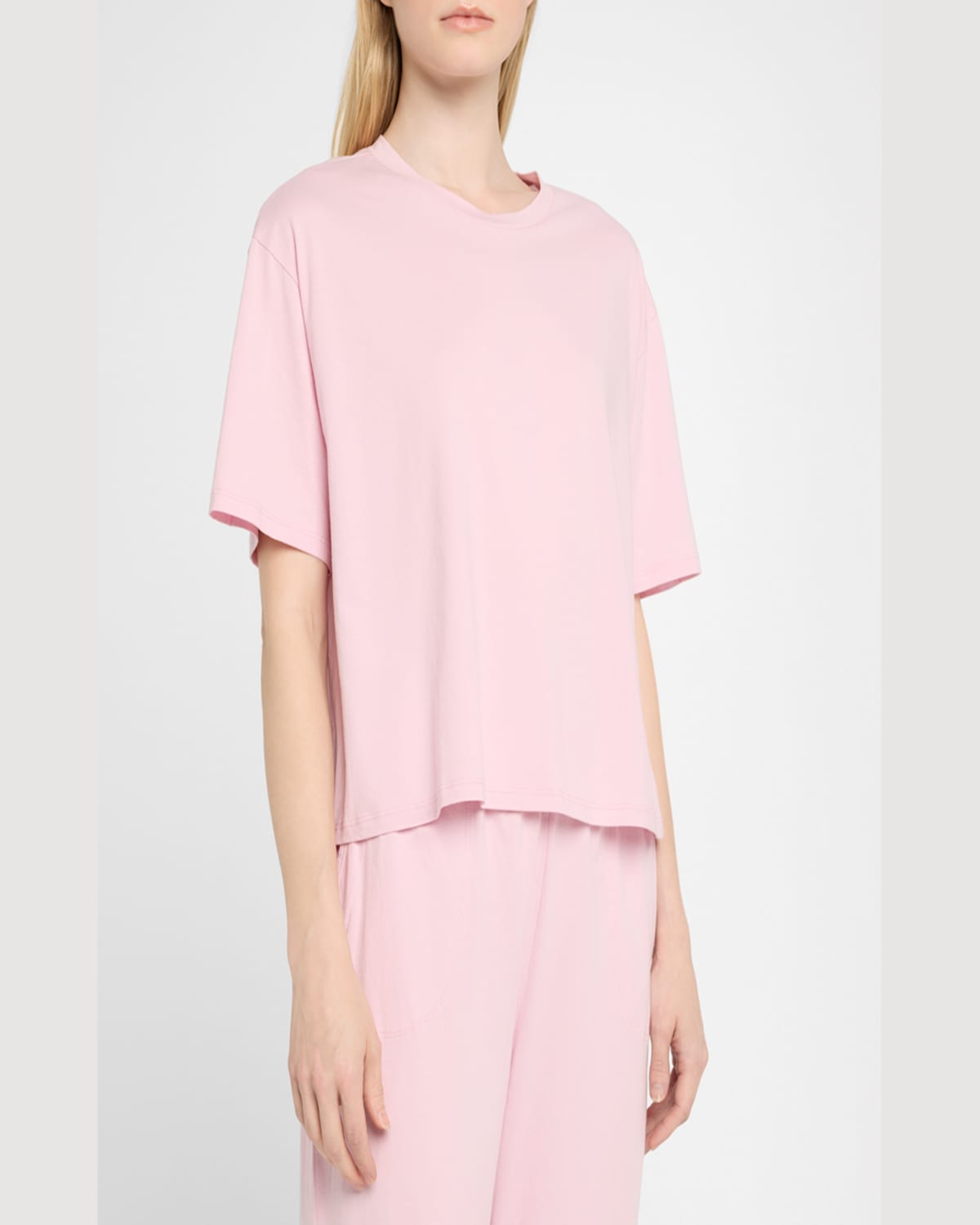 Skin Cali And Carlyn Cropped Pima Cotton Pajama Set In Pink Rain