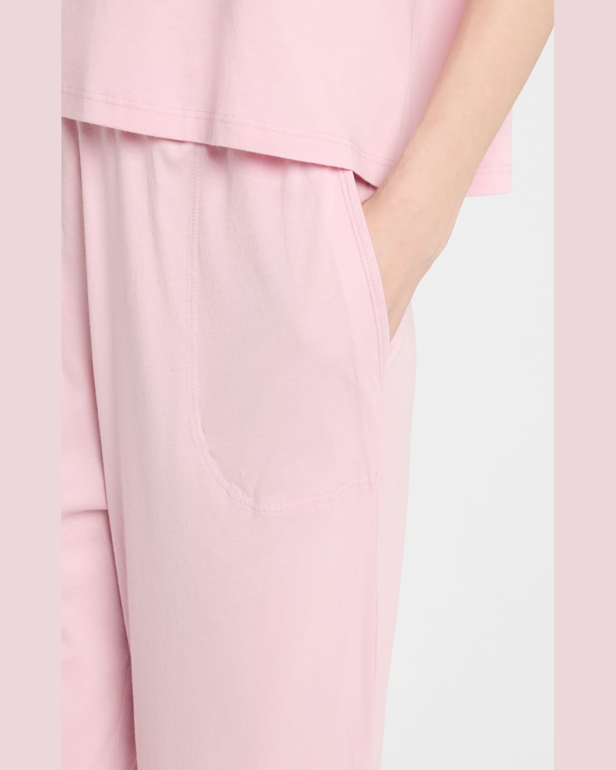 Skin Cali And Carlyn Cropped Pima Cotton Pajama Set In Pink Rain