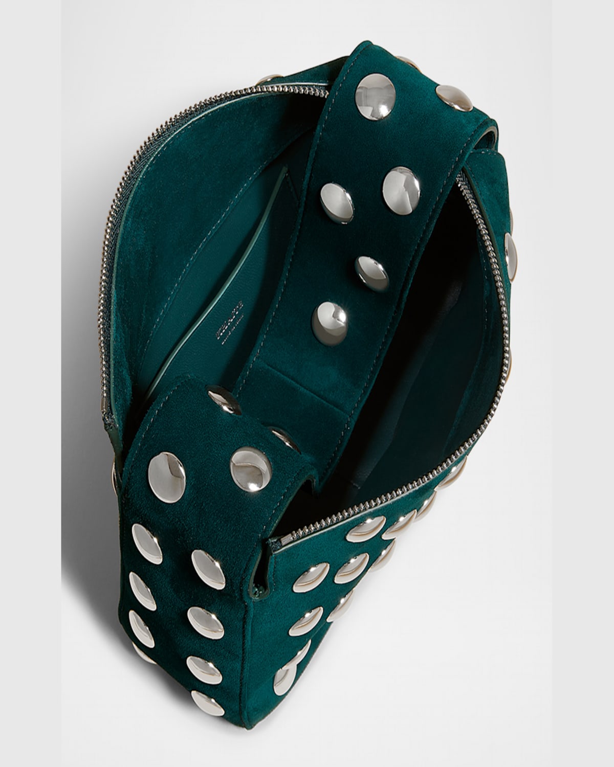 Khaite Bottle Green Suede Small Elena Shoulder Bag In English Green
