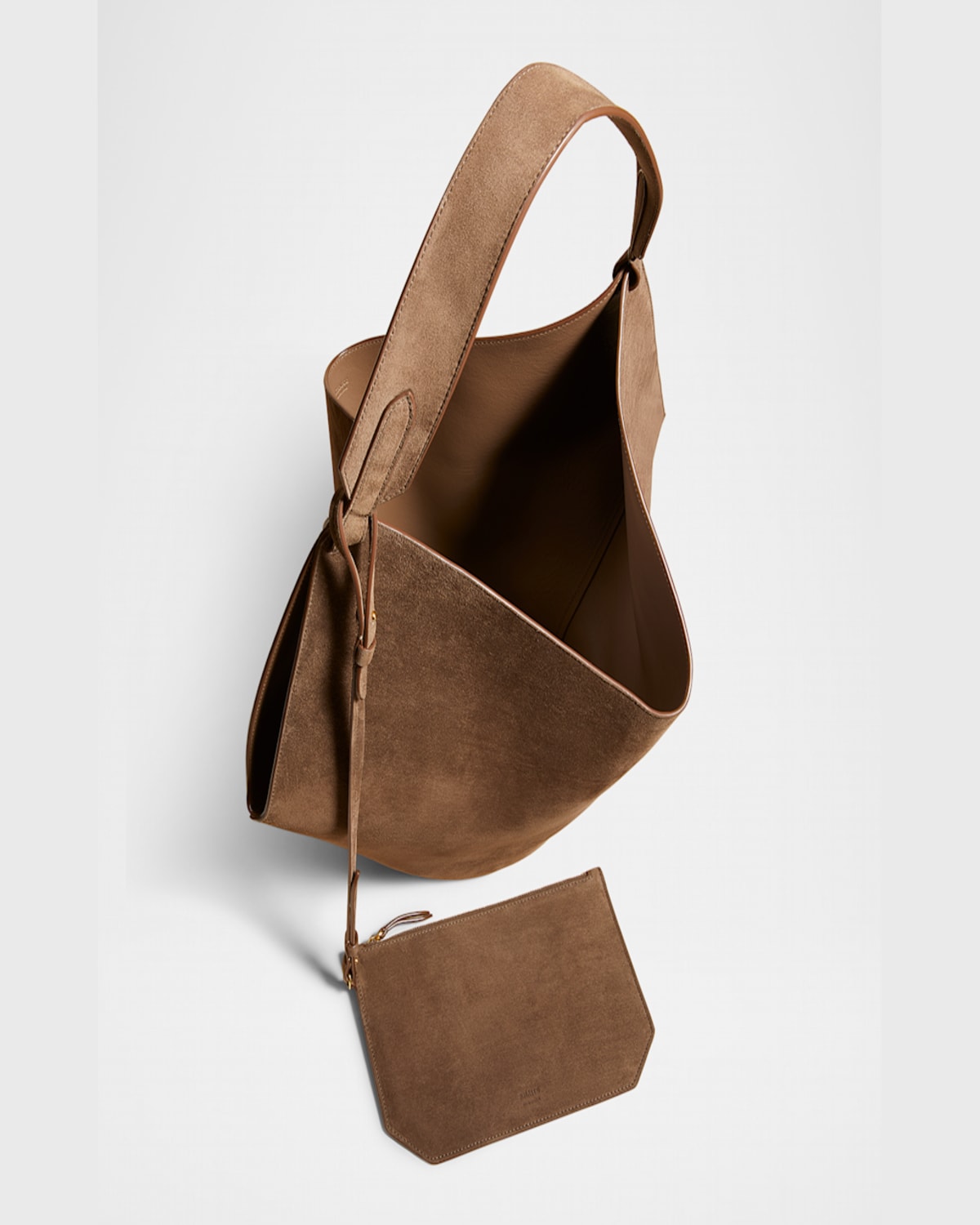 Khaite Lotus Medium Calfskin Suede Tote Bag In Cedar