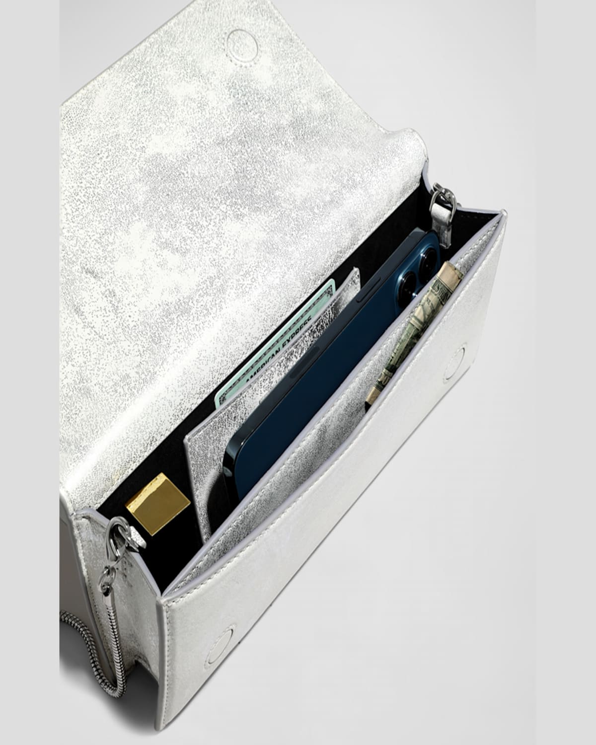 ALEXIS BITTAR TWISTED METALLIC LEATHER CLUTCH BAG 