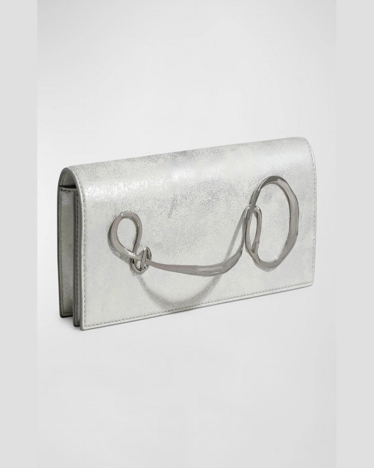 ALEXIS BITTAR TWISTED METALLIC LEATHER CLUTCH BAG 