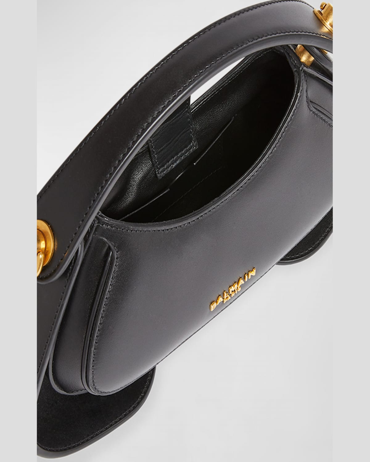 Shop Balmain Jolie Madame Small Top-handle Bag In Box Leather In Noir