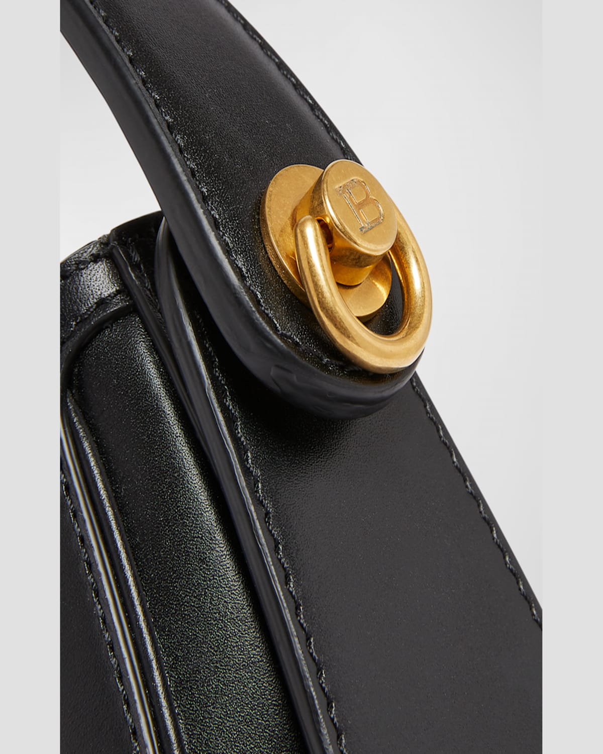 Shop Balmain Jolie Madame Small Top-handle Bag In Box Leather In Noir