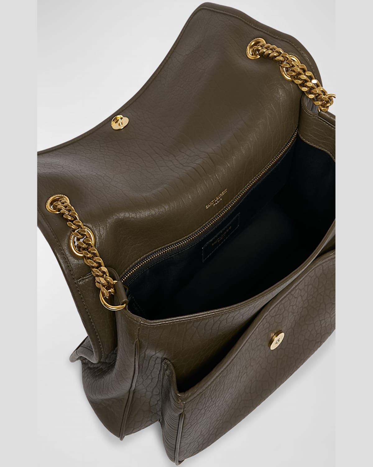 Saint Laurent Niki Large Ysl Crossbody Bag In Lambskin Leather In Light Musk