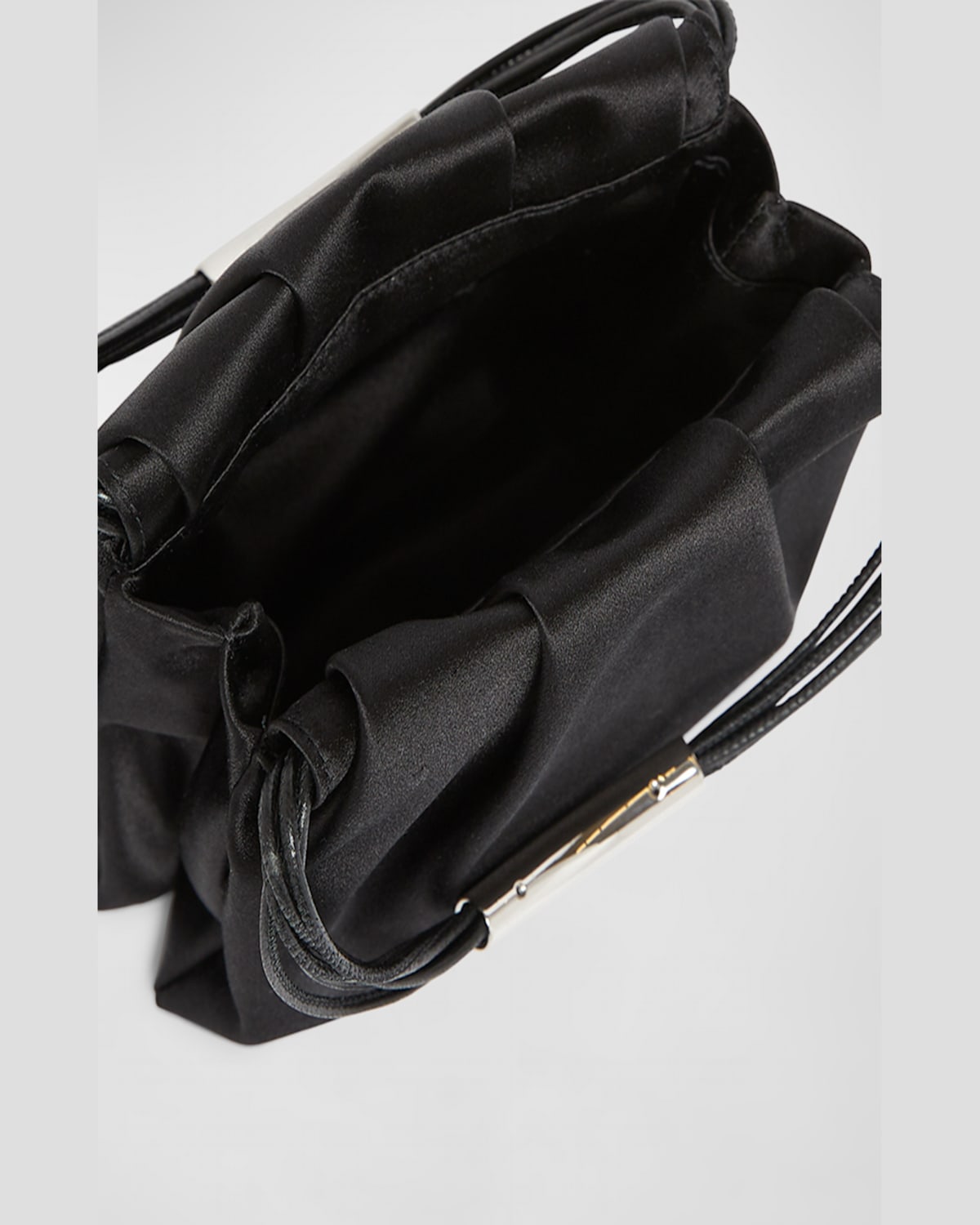 Saint Laurent Pochon Mini Top-handle Bag In Satin Silk In Nero