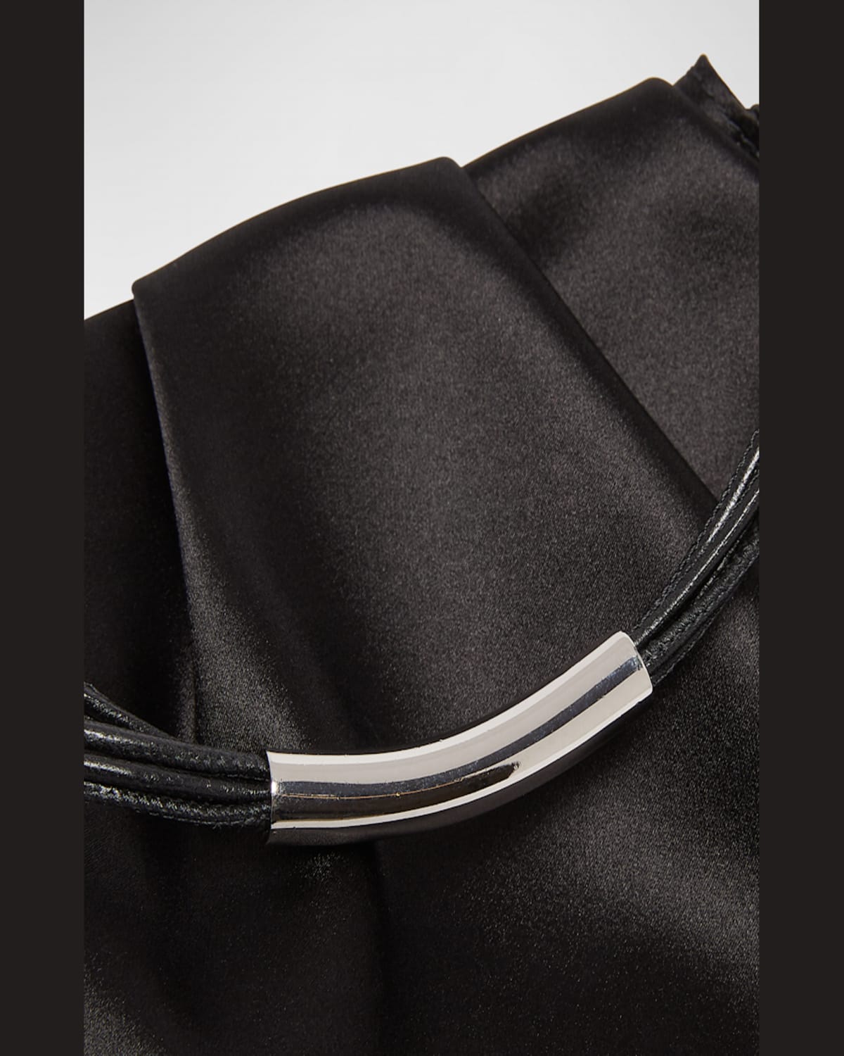 Saint Laurent Pochon Mini Top-handle Bag In Satin Silk In Nero