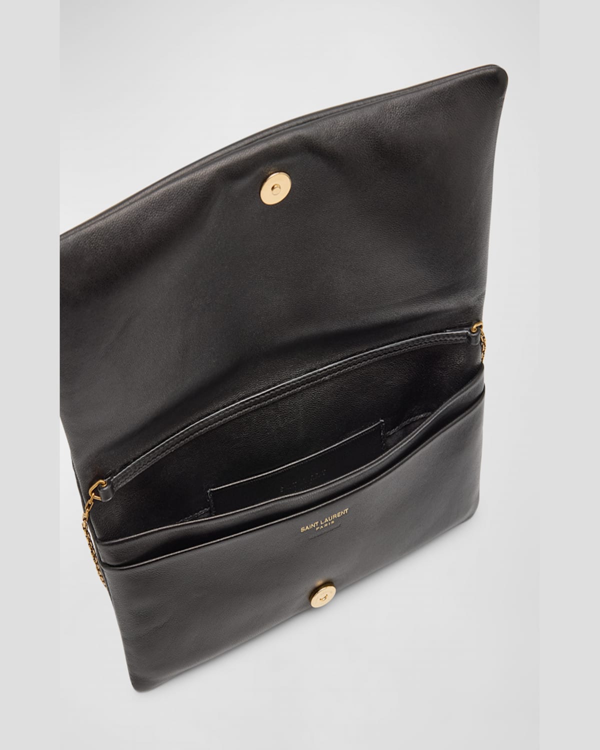 Saint Laurent Calypso Ysl Pouch Clutch Bag In Lambskin Leather In Nero