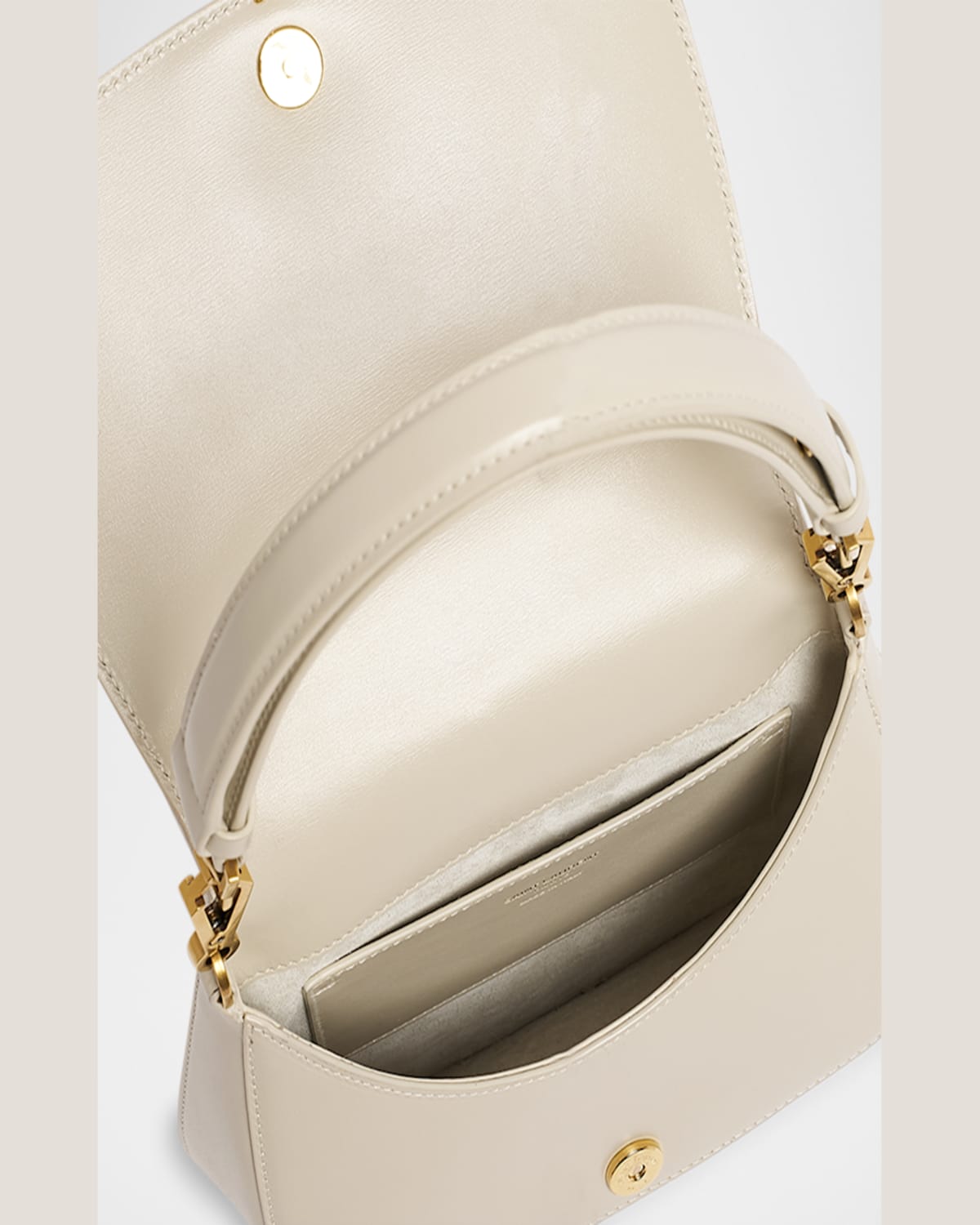 Saint Laurent Voltaire Top-handle Bag In Smooth Leather In Crema Soft