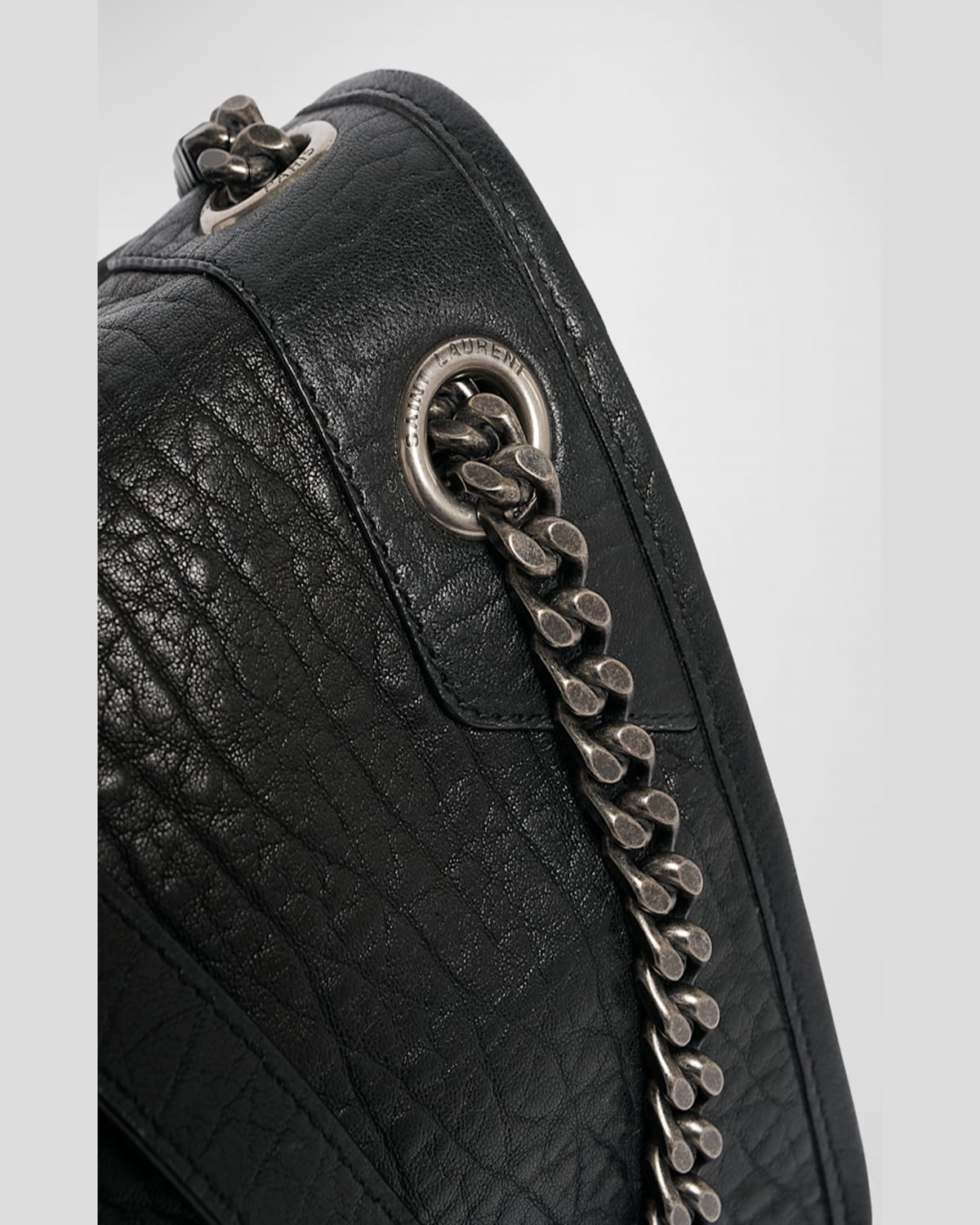 Saint Laurent Niki Large Ysl Shoulder Bag In Lambskin Leather In Nero