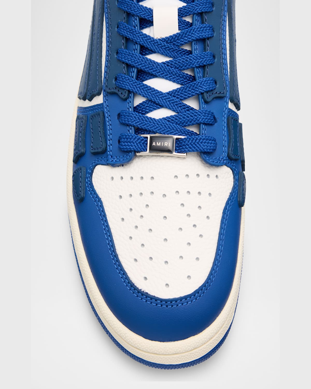 Amiri Low-top Leather Sneakers With Perforated Upper In Blue White