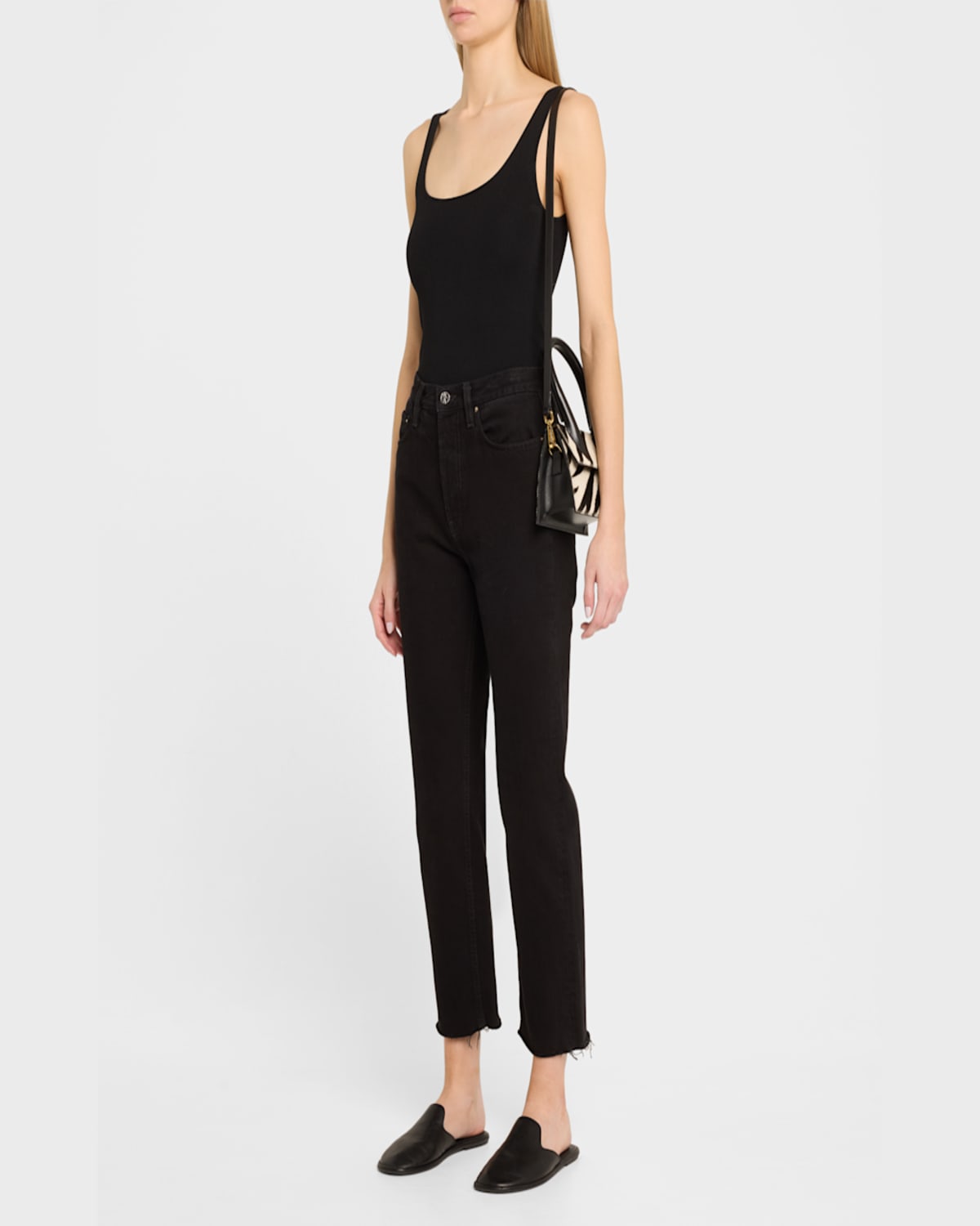 Jacquemus Le Chiquito Moyen Top-handle Bag In Black And White Zebra