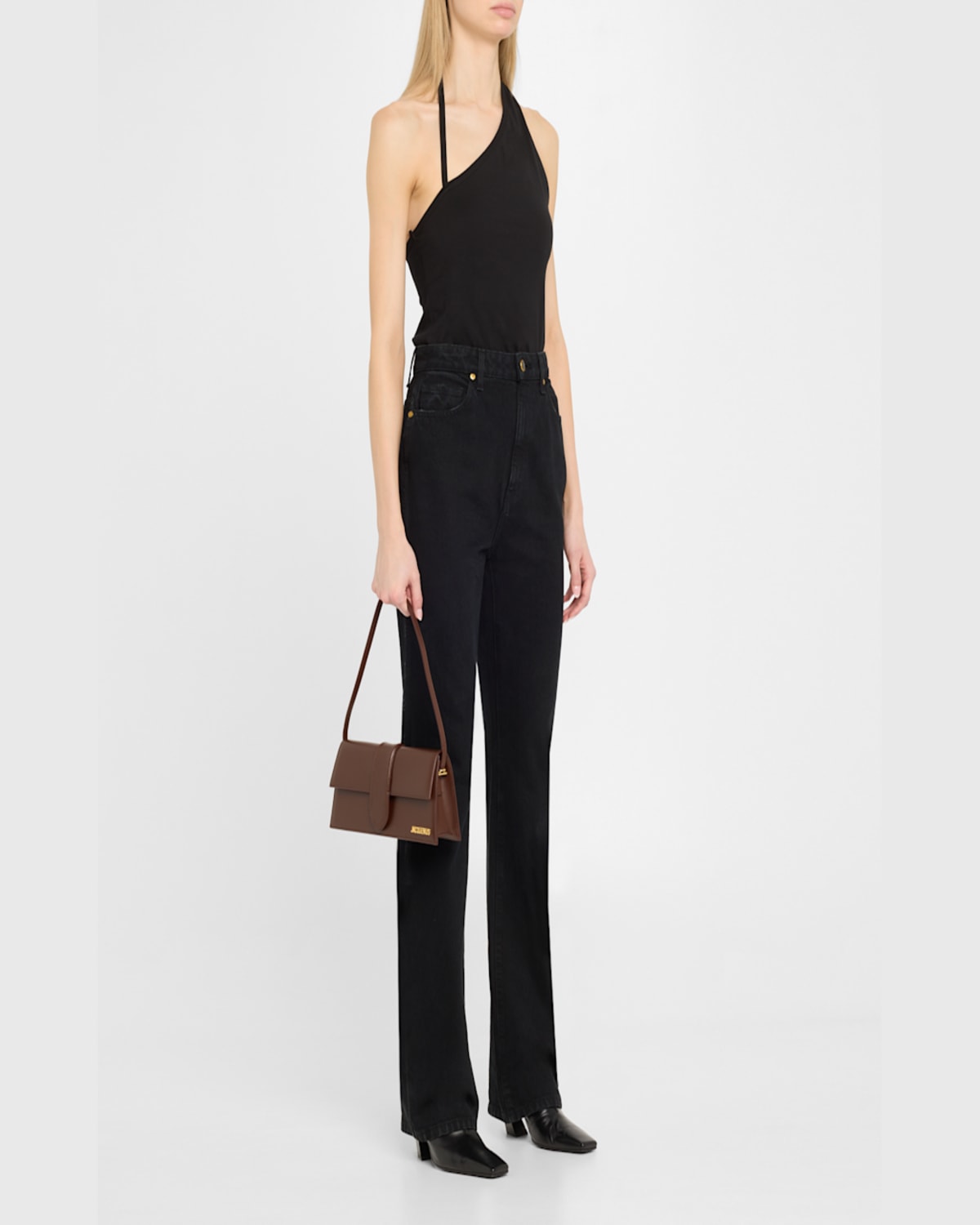 Jacquemus Le Bambino Long Leather Shoulder Bag In Brown