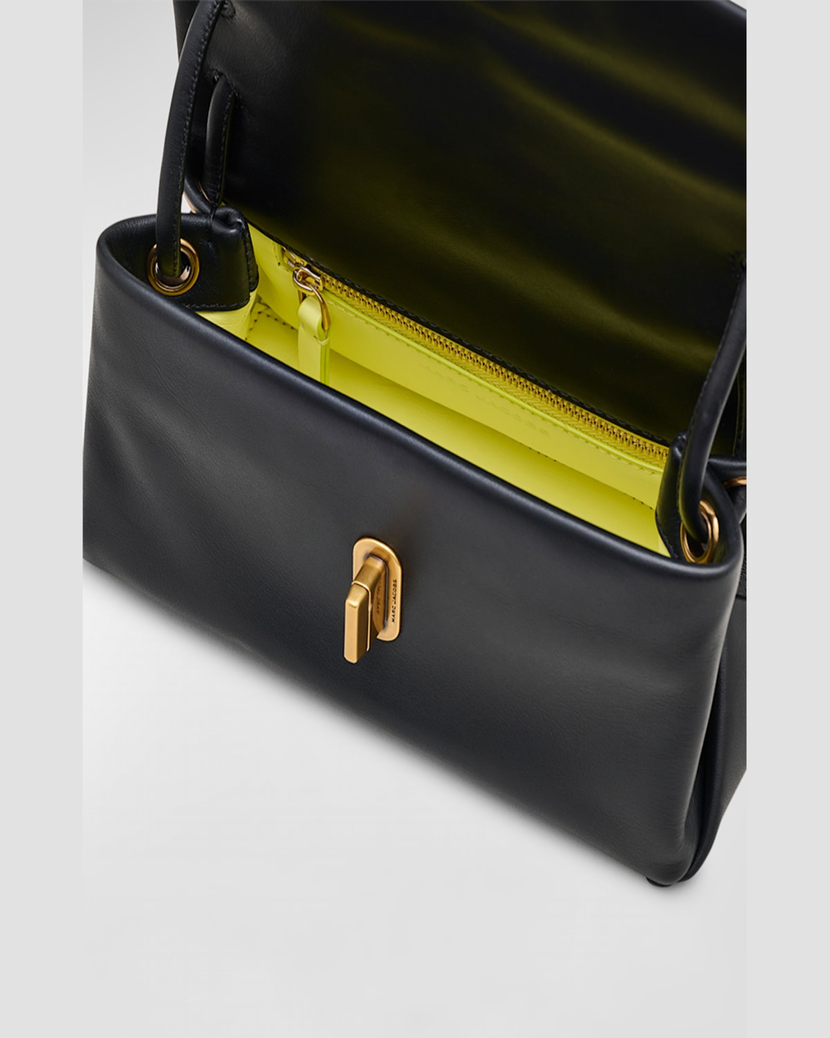 Marc Jacobs The Double Top Handle Leather Bag In Black