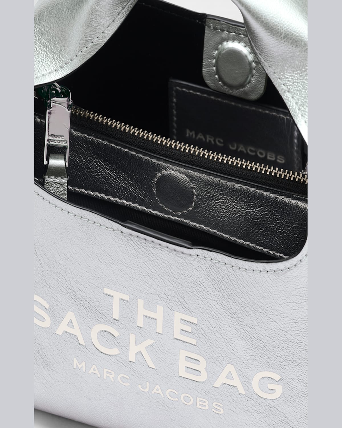 Marc Jacobs The Metallic Leather Mini Sack Bag In Silver