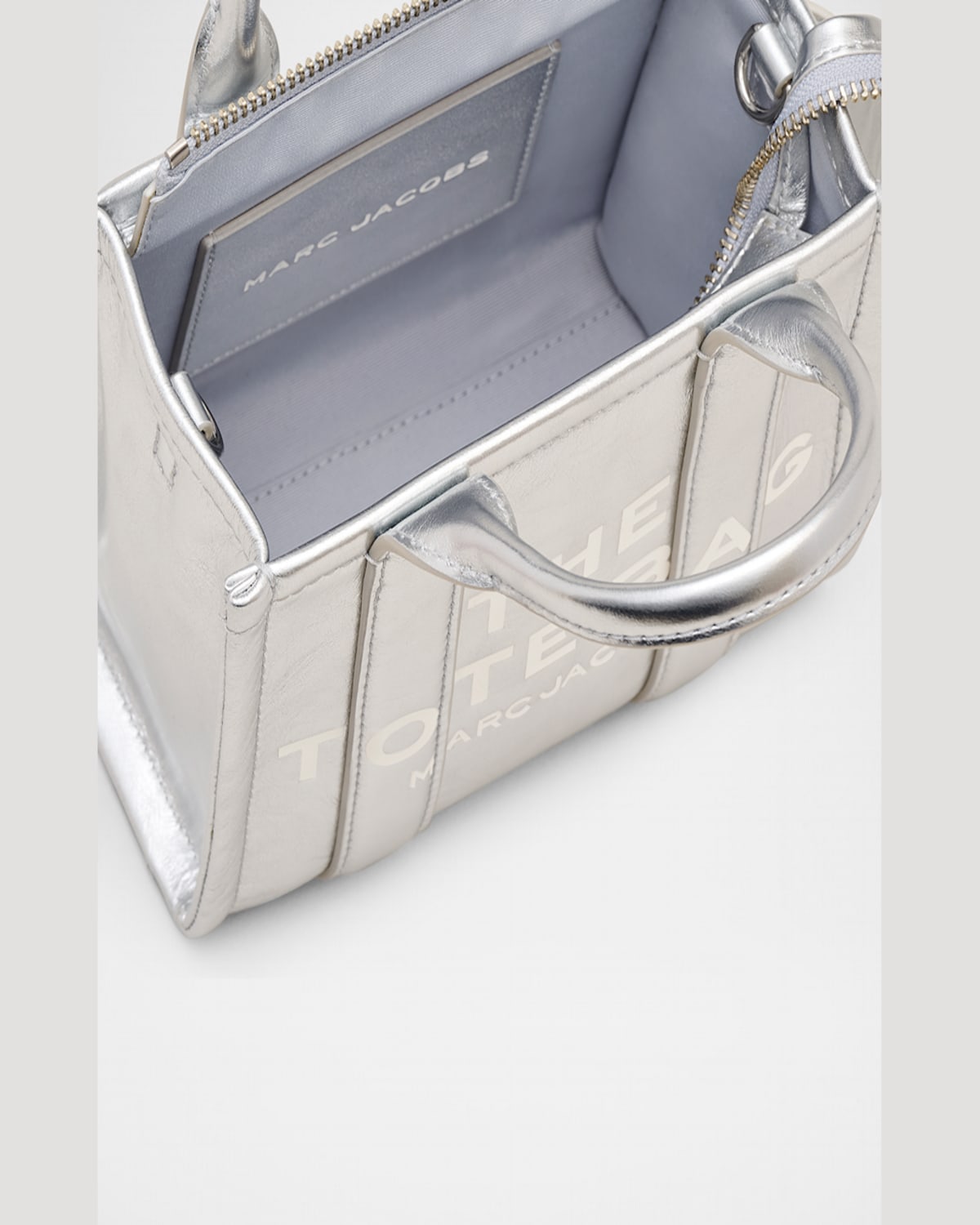 Marc Jacobs The Metallic Leather Tote Bag In Metallic Silver
