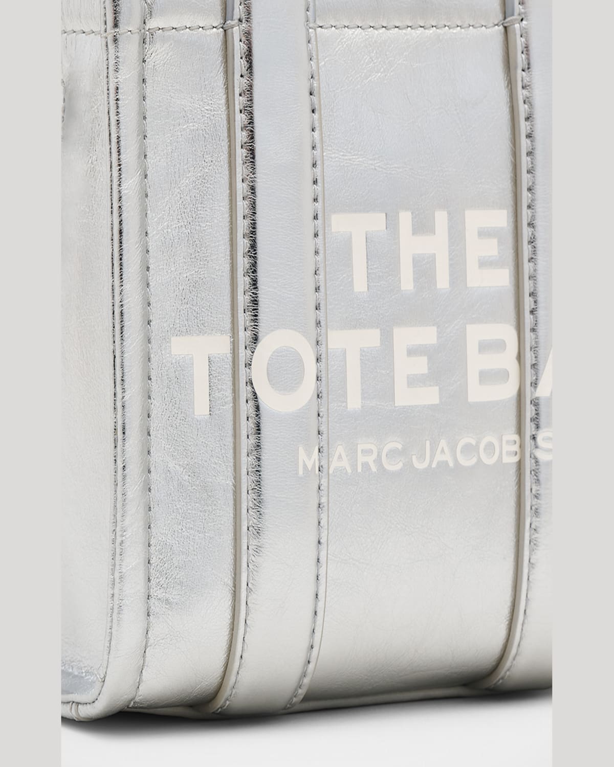 Marc Jacobs The Metallic Leather Tote Bag In Metallic Silver