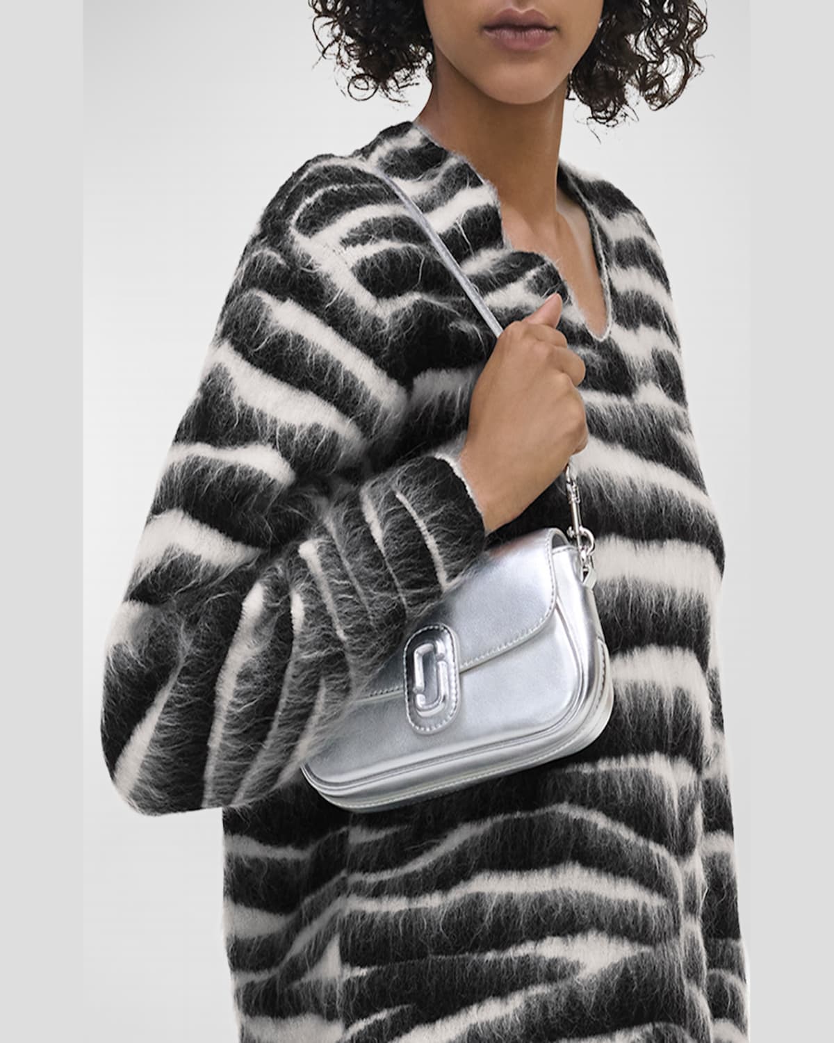 Marc Jacobs The Metallic Leather Clover Shoulder Bag In Silver