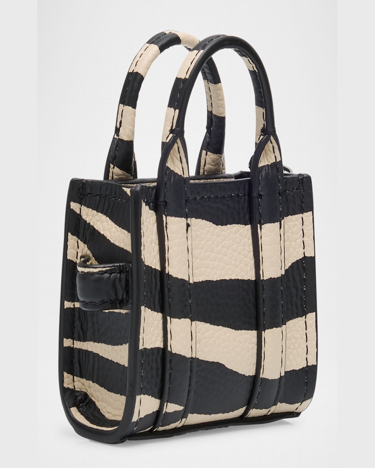 Marc Jacobs The Zebra Leather Nano Tote Charm In Blackwhite